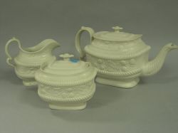 Three-Piece English Salt Glazed Tea Set. 